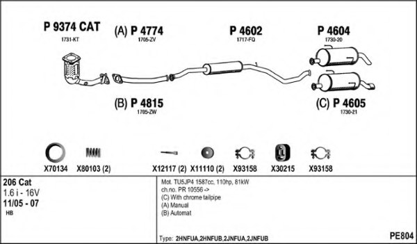 FENNO PE804 Exhaust System